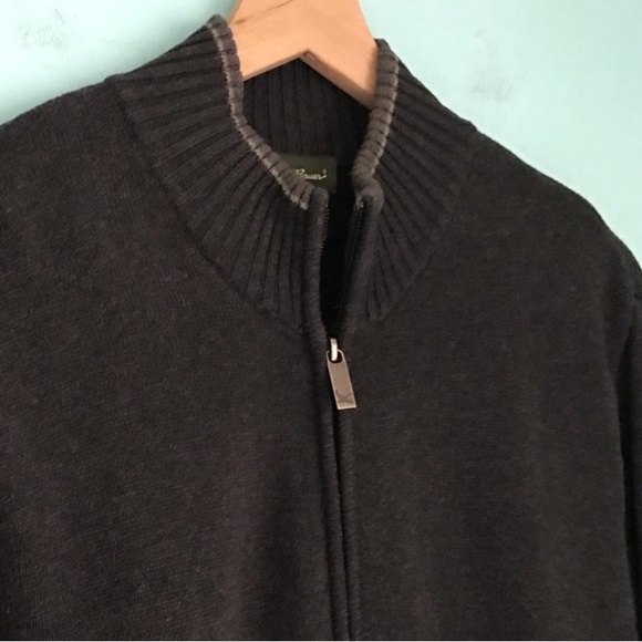 Eddie Bauer Zip Front Heavy Chunky Long Sleeve Sweater Cardigan L Grey Preppy - Picture 3 of 8